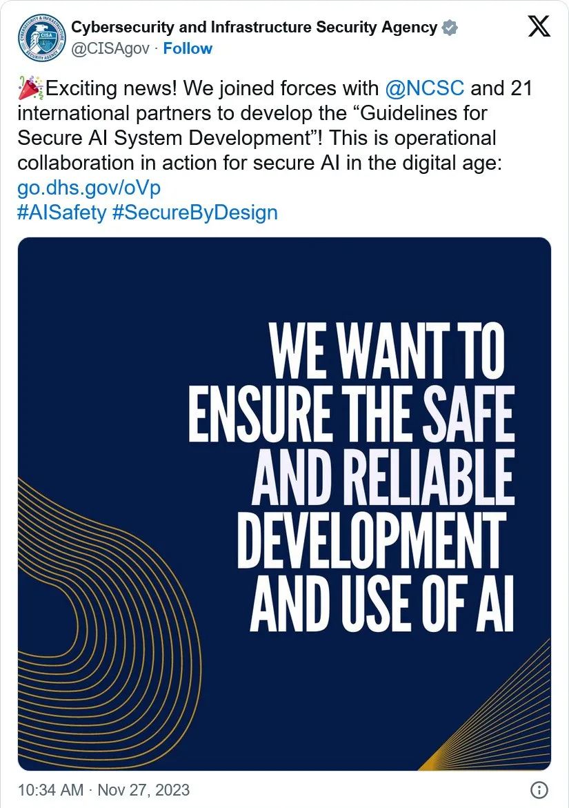 全球首份《AI系统安全开发准则》发布，提出四方面安全监管要求