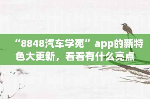 “8848汽车学苑”app的新特色大更新，看看有什么亮点