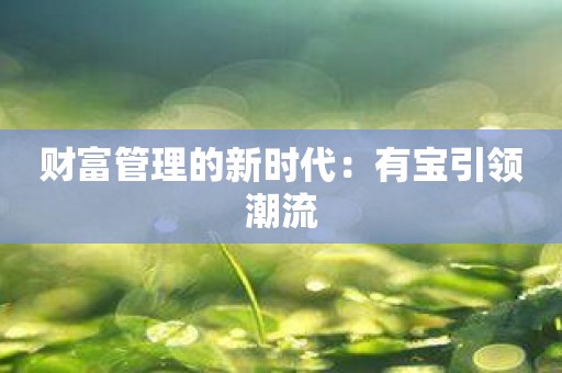 财富管理的新时代：有宝引领潮流