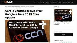 受谷歌核心更新影响，知名加密货币新闻网站CCN被迫关闭
