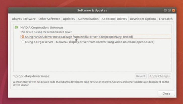 Ubuntu LTS版本将提供最新Nvidia驱动更新