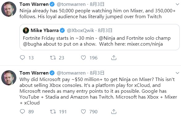 为了xCloud，微软砸重金挖人气主播Ninja到Mixer
