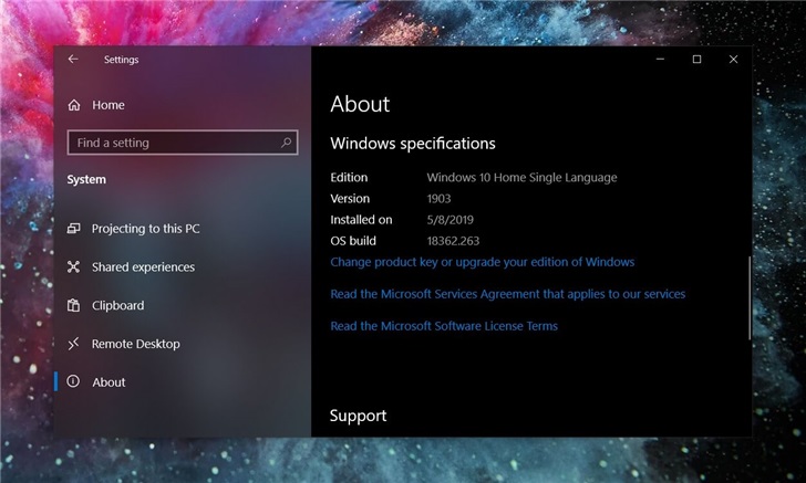 微软Windows 10 1909版本将和1903版本共享通用核心组件和补丁更新