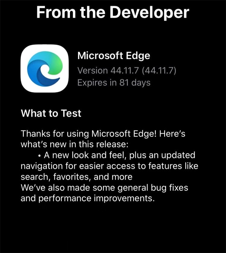 苹果iOS版Edge beta浏览器迎来新图标和新控制中心