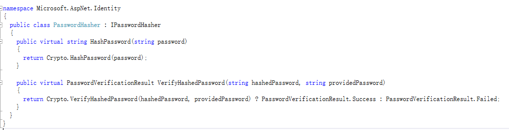 Asp.net中Microsoft.Identity的IPasswordHasher加密的默认实现与运用