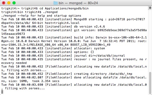 在Mac OS上安装使用MongoDB的教程