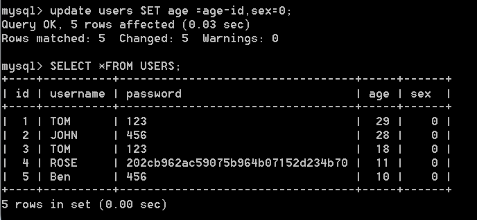 Mysql学习心得之插入、更新、删除记录