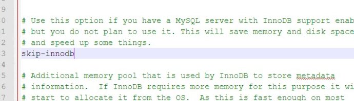 MySQL提示The InnoDB feature is disabled需要开启InnoDB的解决方法