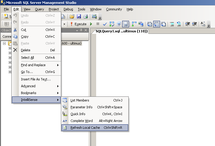 SQL Server 2008R2编写脚本时智能提示功能丢失的处理方法
