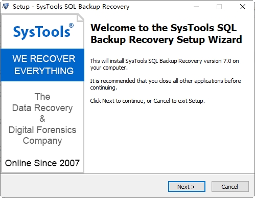 SQL数据库备份恢复工具SysTools SQL Backup Recovery v7.0.0.0 官方版