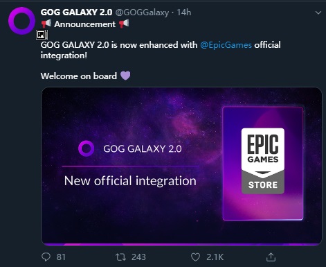 CDPR 旗下 GOG Galaxy 2.0 宣布与 Epic 商城官方合作整合