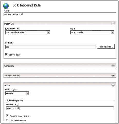 IIS 7.5 使用URL Rewrite模块的简单设置实现网页跳转