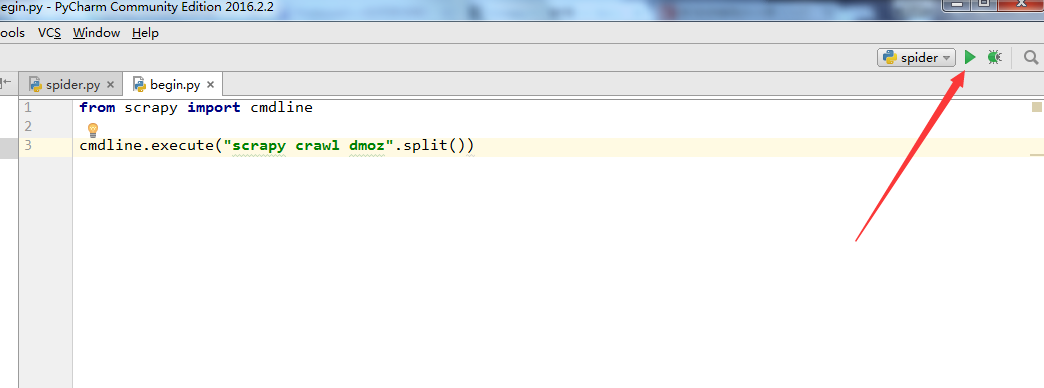 pycharm下打开、执行并调试scrapy爬虫程序的方法