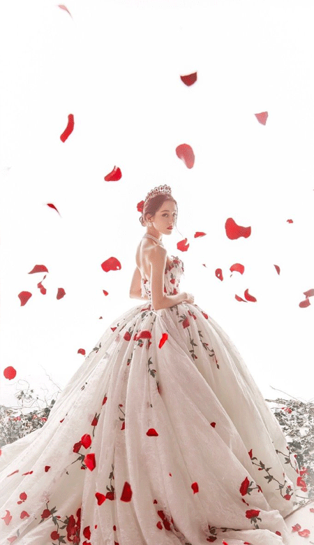 迪丽热巴婚纱造型玫瑰公主壁纸 不去想遥远的事只知道