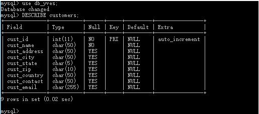 Mysql 命令行模式访问操作mysql数据库操作