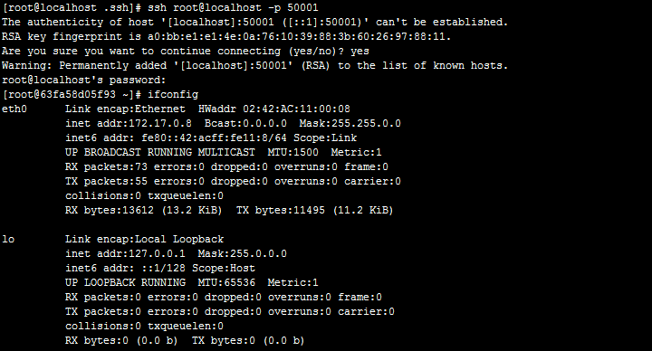 Docker SSH连接docker容器的示例代码