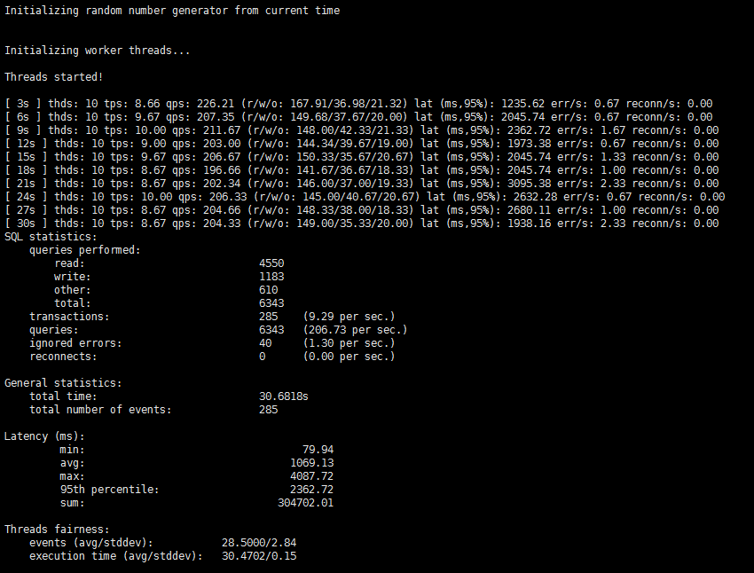 Sysbench对Mysql进行基准测试过程解析