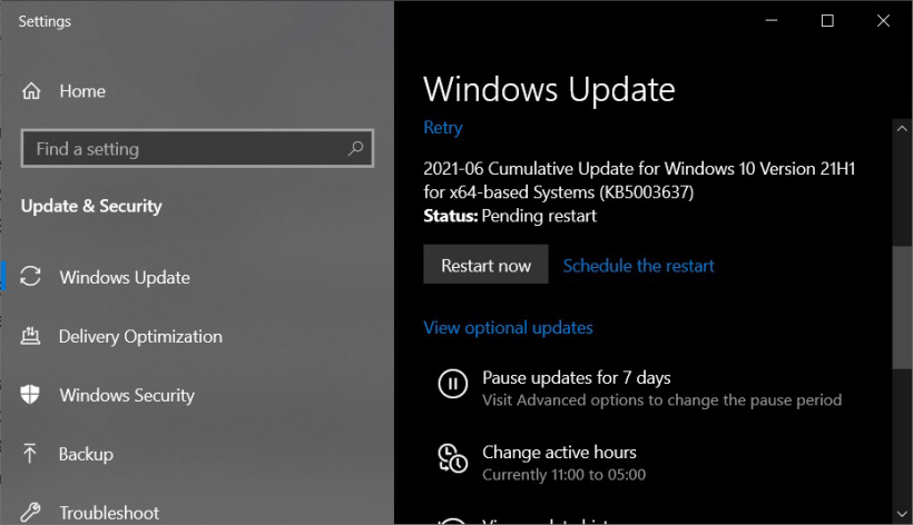 微软 Windows 10 21H1 Build 19043.1052 更新正式发布