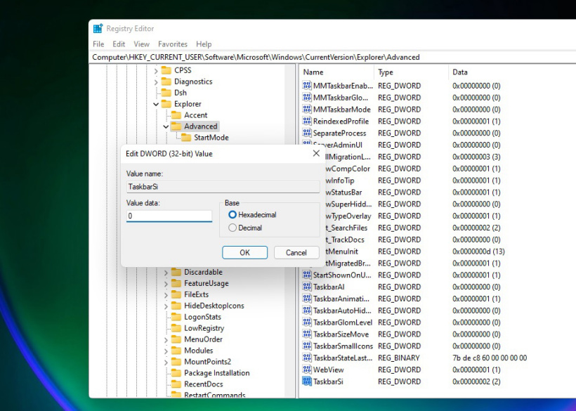 微软 Windows 11 任务栏可选择三种不同的大小，需注册表大法修改