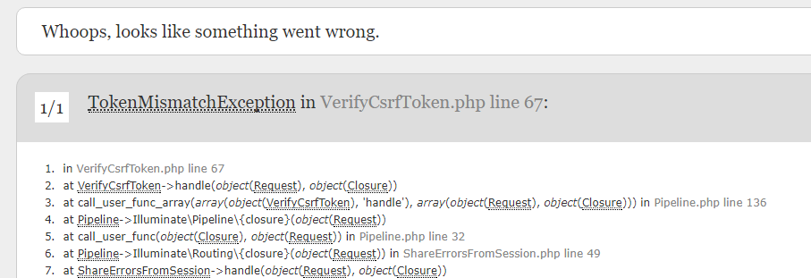 Laravel框架中VerifyCsrfToken报错问题的解决