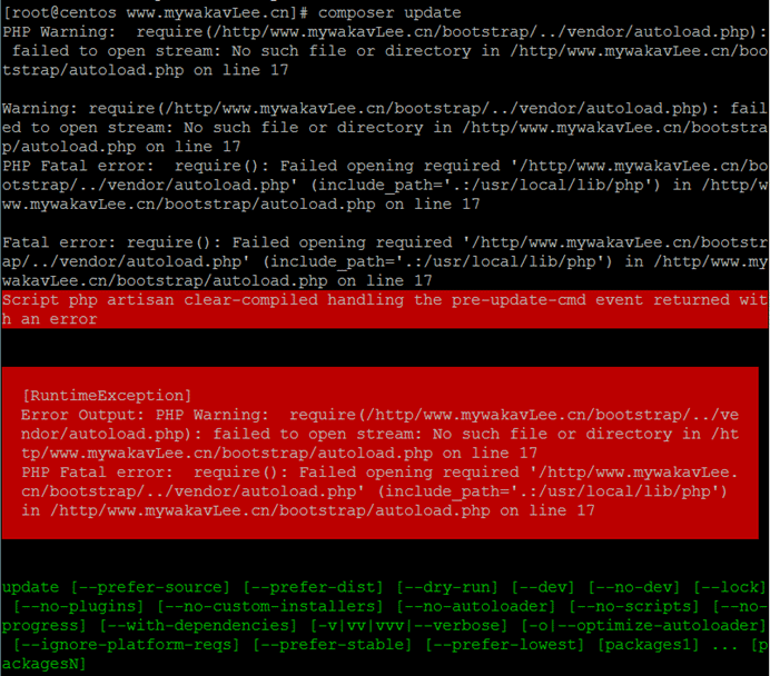 Laravel访问出错提示：`Warning: require(/vendor/autoload.php): failed to open stream: No such file or di解决方法