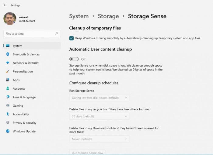 Windows 11更新开始将“磁盘清理”功能转移到Storage Sense