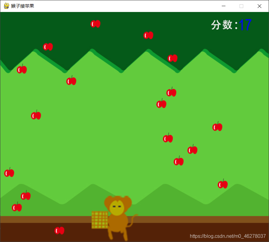 基于Python-Pycharm实现的猴子摘桃小游戏(源代码)