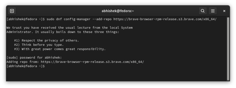 如何在 Fedora Linux 上安装 Brave 浏览器