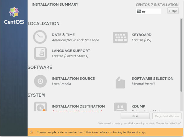 CentOS7 mini的安装和静态ip设置教程
