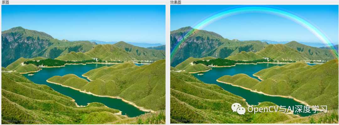 OpenCV自动给图片添加彩虹特效的实现示例