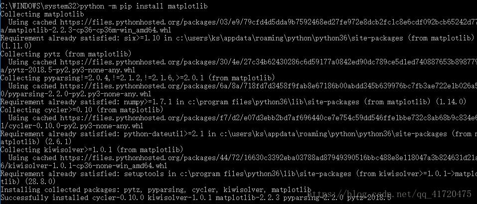 Python通过命令提示符安装matplotlib
