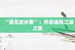“遇见逆水寒”：开启虚拟江湖之旅