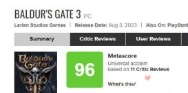 《博德之门3》MC媒体均分上升至96分持平《塞尔达传说王国之泪》