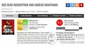 《荒野大镖客：救赎》PS4版评分遭遇滑铁卢，玩家抱怨价格与服务不合理