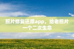 照片修复还原app，给老照片一个二次生命