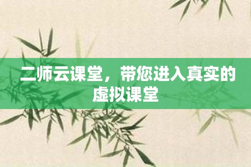 二师云课堂，带您进入真实的虚拟课堂