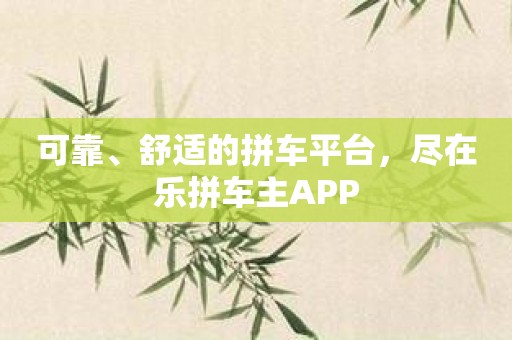 可靠、舒适的拼车平台，尽在乐拼车主APP