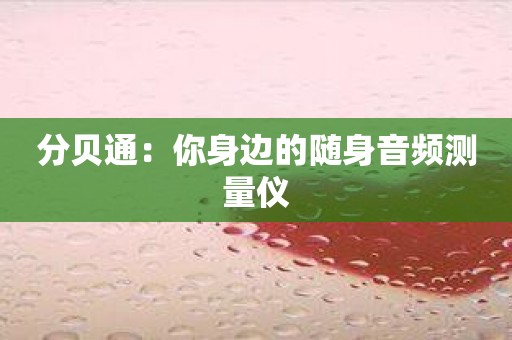 分贝通：你身边的随身音频测量仪