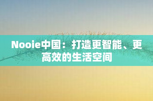 Nooie中国：打造更智能、更高效的生活空间