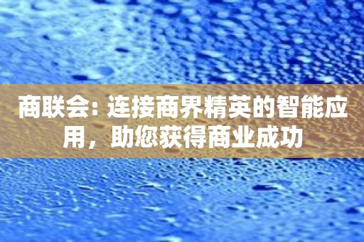 商联会: 连接商界精英的智能应用，助您获得商业成功