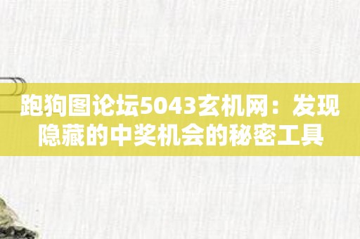 跑狗图论坛5043玄机网：发现隐藏的中奖机会的秘密工具