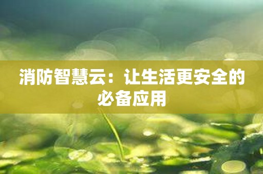 消防智慧云：让生活更安全的必备应用