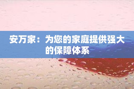 安万家：为您的家庭提供强大的保障体系