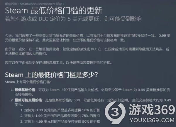 《Steam最低价格门槛的更新》：国区付费游戏价格将不低于7元