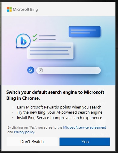 微软强推 Bing Chat 及 Bing for Chrome，用户搜索即可获得奖励积分