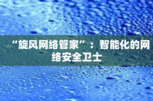 “旋风网络管家”：智能化的网络安全卫士