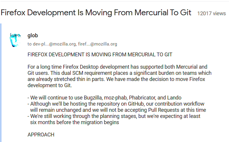 火狐浏览器 Firefox 开发将全面转向 Git，并托管在 GitHub 上