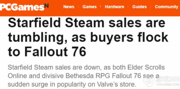 《星空》Steam销量下滑，《上古卷轴OL》和《辐射76》人气逐渐攀升