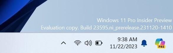 微软发布 Windows 11 Dev 23595 预览版更新：微调系统托盘 Copilot 位置