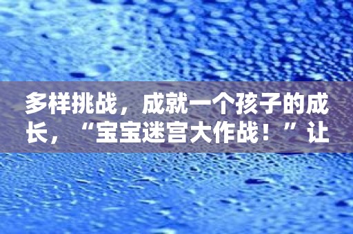 多样挑战，成就一个孩子的成长，“宝宝迷宫大作战！”让孩子更聪明！